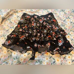 Floral Black Skirt
